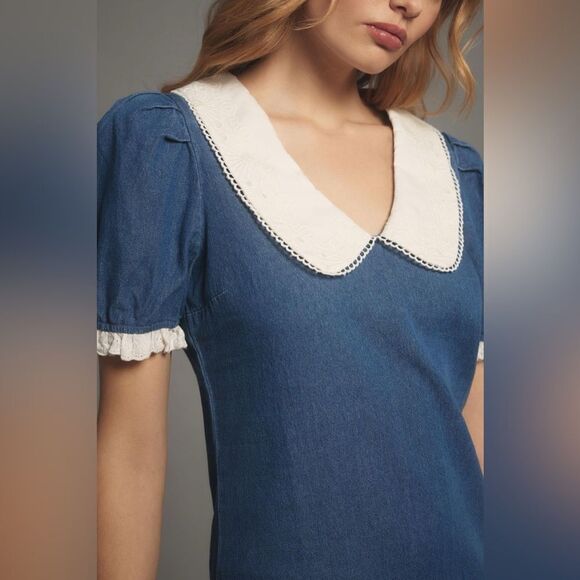 Anthropologie Porridge Denim Collared Slim Midi Dress NWT - Picture 3 of 8